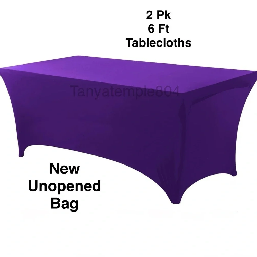 Utopia Kitchen 6FT Spandex Tablecloth 200 GSM, Purple Fitted, Rectangle Cover